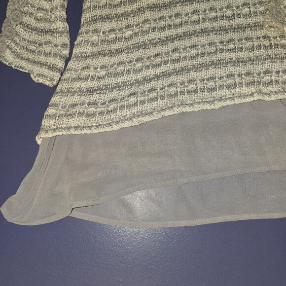 Dress Barn Long Sleeve Top Size 3X Gray/ White (A59) - Picture 3 of 7